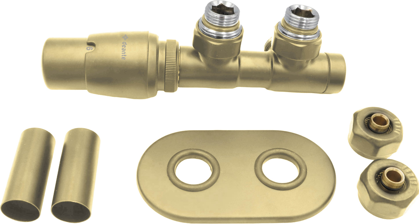 Deante SILIA Thermostatventil für Badheizkörper & Handtuchwärmer links Gold matt