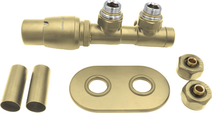 Deante SILIA Thermostatventil für Badheizkörper & Handtuchwärmer links Gold matt