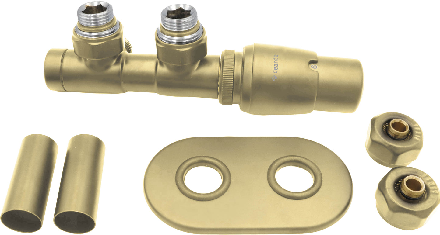 Deante SILIA Thermostatventil für Badheizkörper & Handtuchwärmer rechts Gold matt