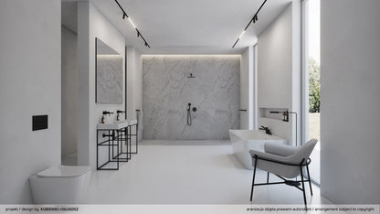 Deante CORREO Granit-Aufsatzwaschtisch mit Armaturenbank 60 x 40 cm Alabaster