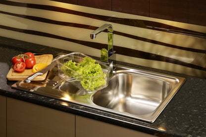 Deante XYLO Küchenspüle aus Edelstahl 1-Becken 78 x 43,5 cm rechteckig Dekor-Oberfläche