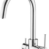 Deante 3-Wege Küchenarmatur mit Anschluss an Wasserfilter Bogen-Auslauf Chrom