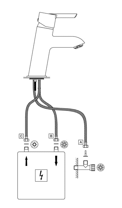 Deante Niederdruck-Waschbeckenarmatur Dreiweg für Wassererhitzer Einhebelmischer Chrom