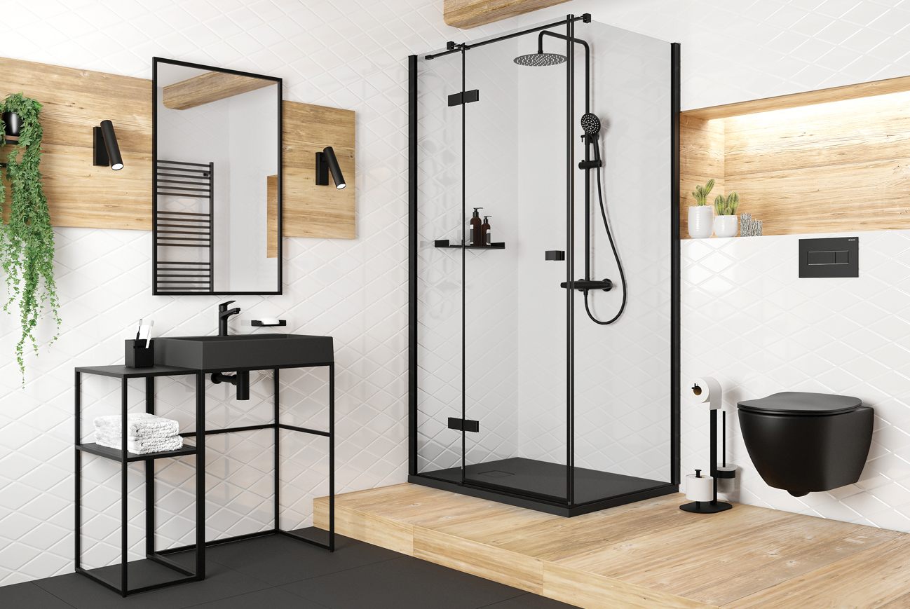 Deante ROUND WC-Bürstengarnitur mit Papierhalter (3-in-1) Schwarz