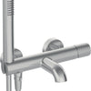 Deante SILIA HEXA Aufputz-Wannenarmatur mit Handbrause Stahl gebürstet