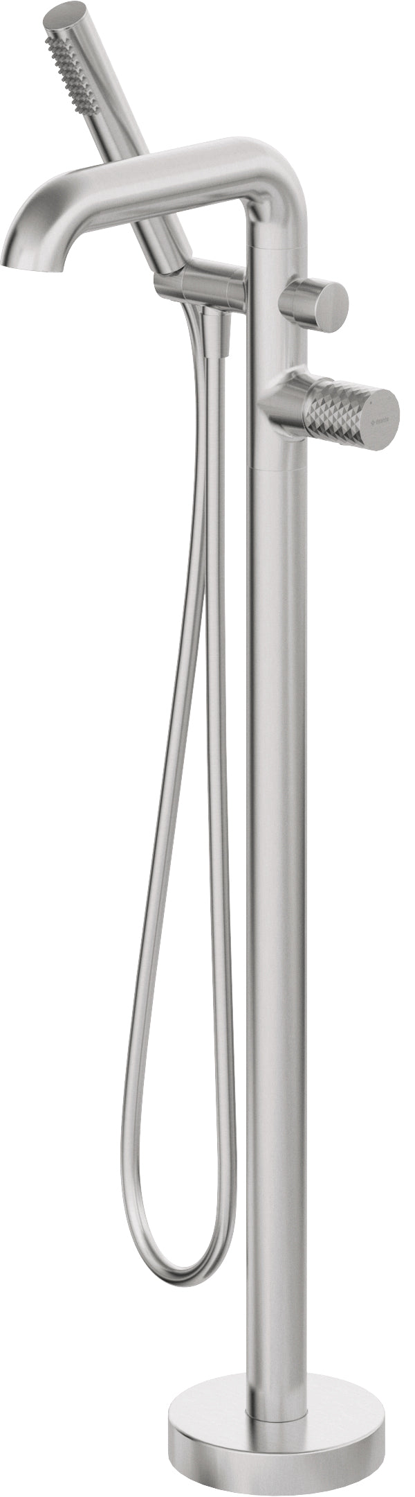 Deante SILIA HEXA Wannenarmatur bodenstehend mit Handbrause Stahl gebürstet