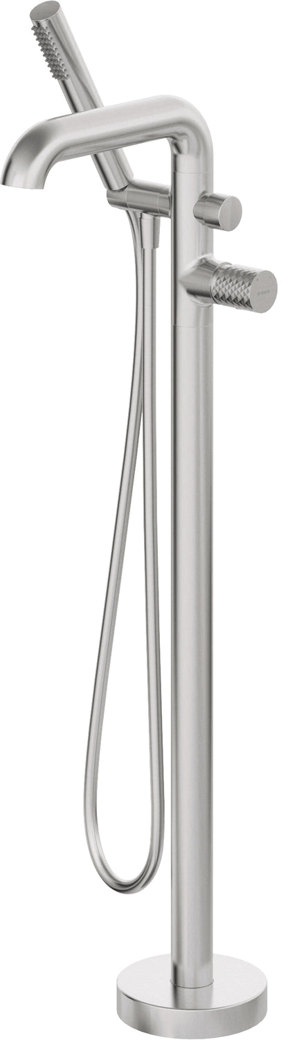 Deante SILIA HEXA Wannenarmatur bodenstehend mit Handbrause Stahl gebürstet