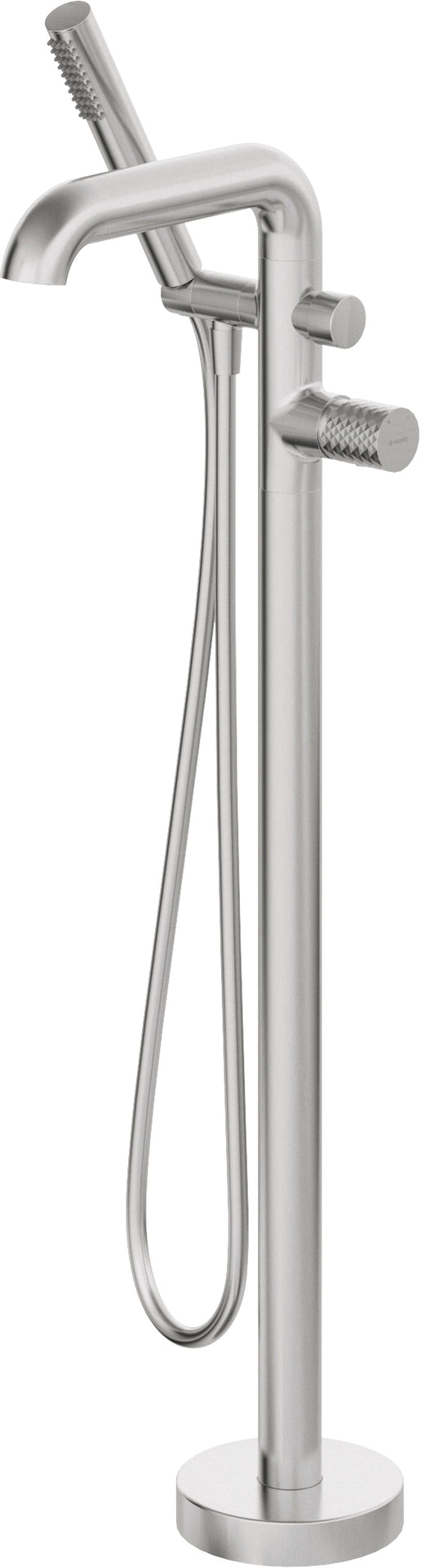 Deante SILIA HEXA Wannenarmatur bodenstehend mit Handbrause Stahl gebürstet