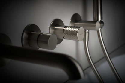 Deante SILIA HEXA 4-Loch Unterputz-Wannenarmatur Stahl gebürstet