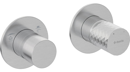 Deante SILIA HEXA Duscharmatur mit Umschalter horizontal Stahl gebürstet