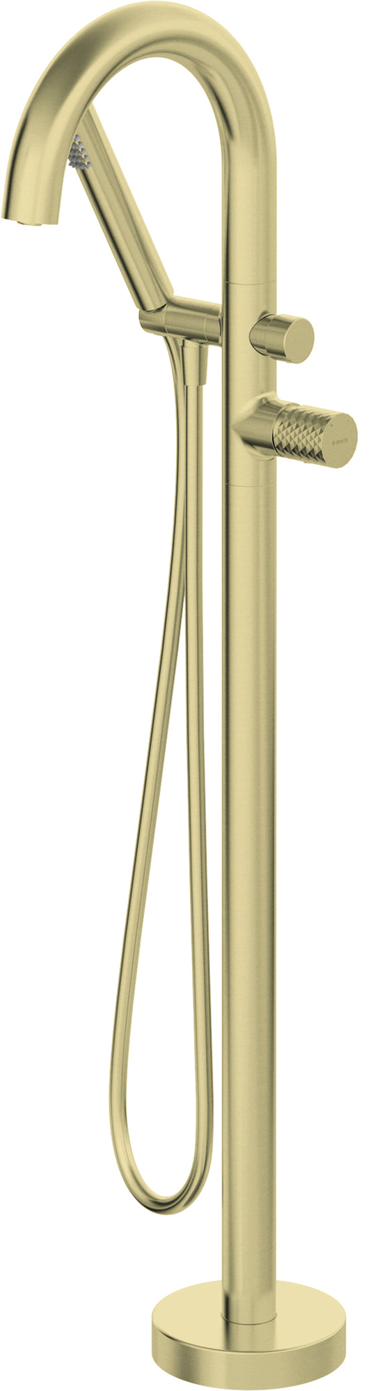 Deante SILIA HEXA Wannenarmatur rund bodenstehend mit Handbrause Gold gebürstet