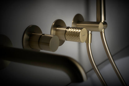 Deante SILIA HEXA 4-Loch Unterputz-Wannenarmatur Gold gebürstet