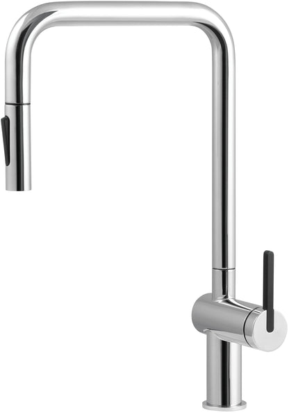 Deante MOMI hohe Spültischarmatur mit ausziehbarer Brause (2 Funktionen) Chrom