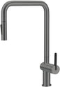 Deante MOMI hohe Spültischarmatur mit ausziehbarer Brause (2 Funktionen) Titanium