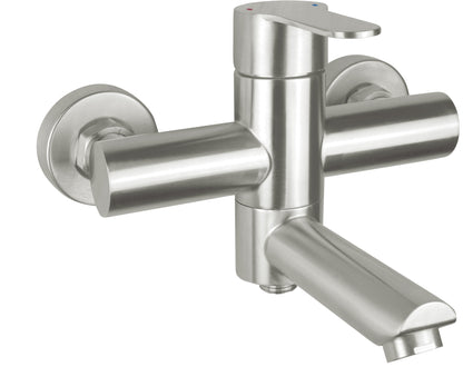 Deante LUPO Aufputz-Wannenarmatur mit schwenkbarem Mischer Stahl gebürstet