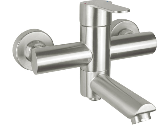 Deante LUPO Aufputz-Wannenarmatur mit schwenkbarem Mischer Stahl gebürstet