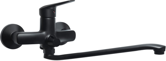 Deante BORO Aufputz-Waschtischarmatur mit langem Auslauf und Schlauchanschluss Schwarz