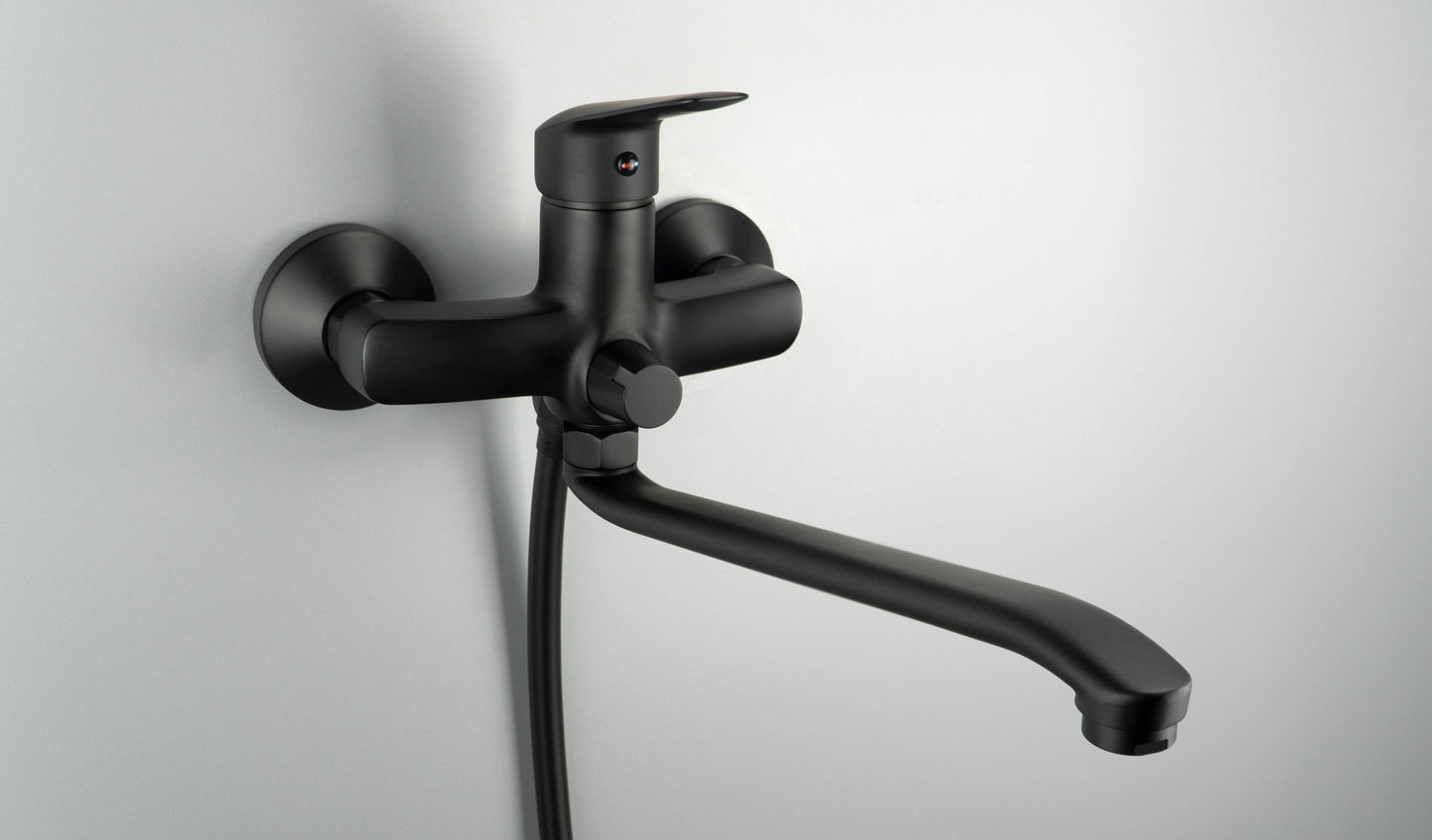 Deante BORO Aufputz-Waschtischarmatur mit langem Auslauf und Schlauchanschluss Schwarz