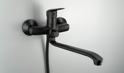 Deante BORO Aufputz-Waschtischarmatur mit langem Auslauf und Schlauchanschluss Schwarz