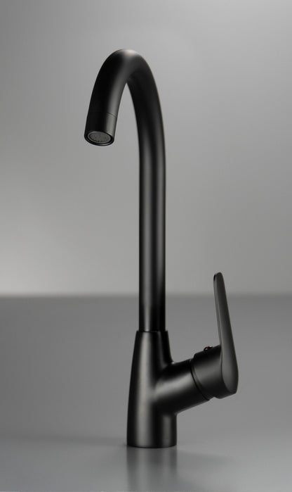 Deante BORO Küchen-Wasserhahn Einhebel-Spültischarmatur hoher Auslauf Schwarz