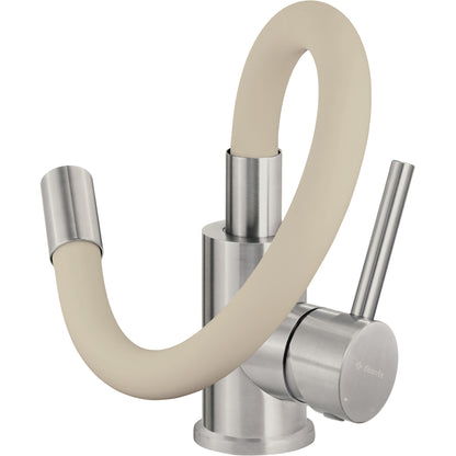 Deante LUNO Küchenarmatur mit flexiblem Auslauf aus Silikon Beige / Stahl gebürstet