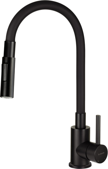 Deante LUNO Küchenarmatur ausziehbar mit Brause (2 Strahlarten) Schwarz / Schwarz