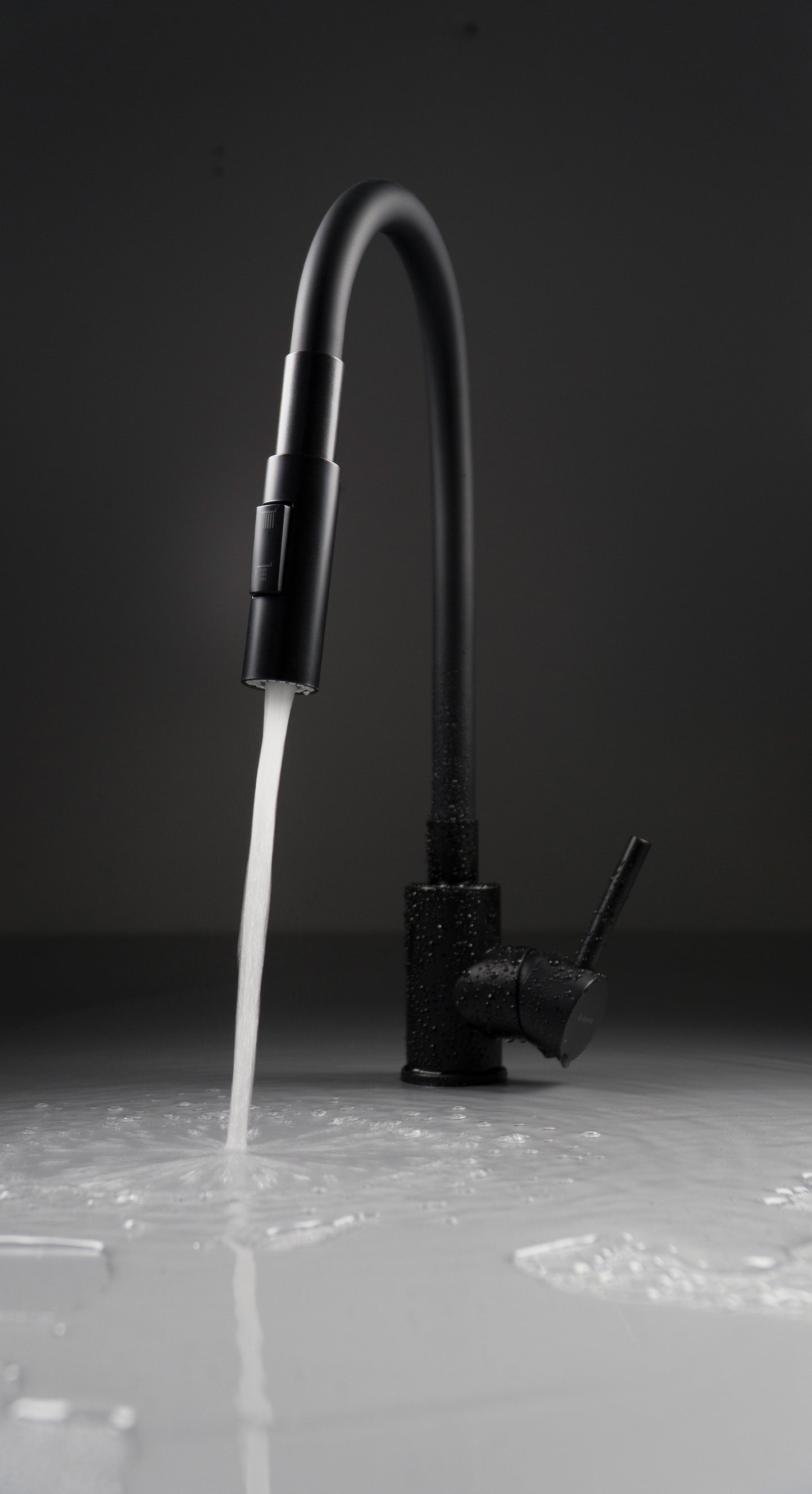 Deante LUNO Küchenarmatur ausziehbar mit Brause (2 Strahlarten) Schwarz / Schwarz