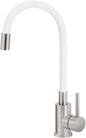 Deante LUNO Küchenarmatur mit flexiblem Auslauf aus Silikon Weiß / Stahl gebürstet
