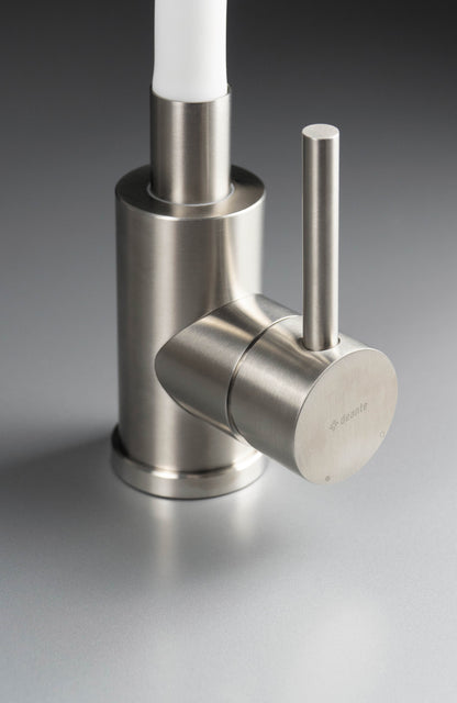 Deante LUNO Küchenarmatur mit flexiblem Auslauf aus Silikon Weiß / Stahl gebürstet