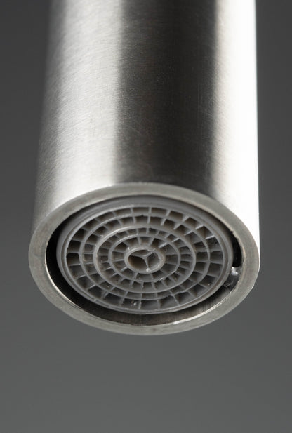 Deante LUNO Küchenarmatur mit flexiblem Auslauf aus Silikon Grau / Stahl gebürstet