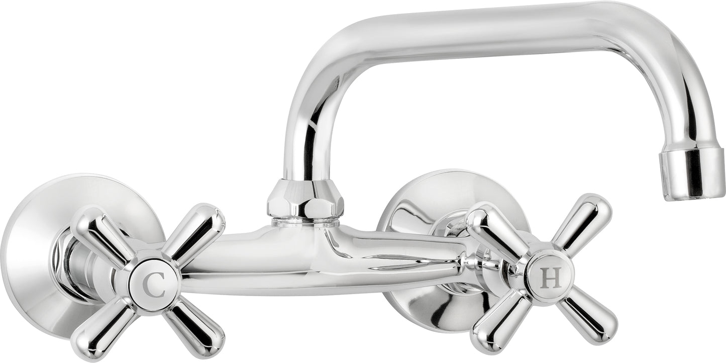 Deante SYMETRIO Aufputz Zweigriff-Waschtischarmatur mit schwenkbarem Auslauf Chrom