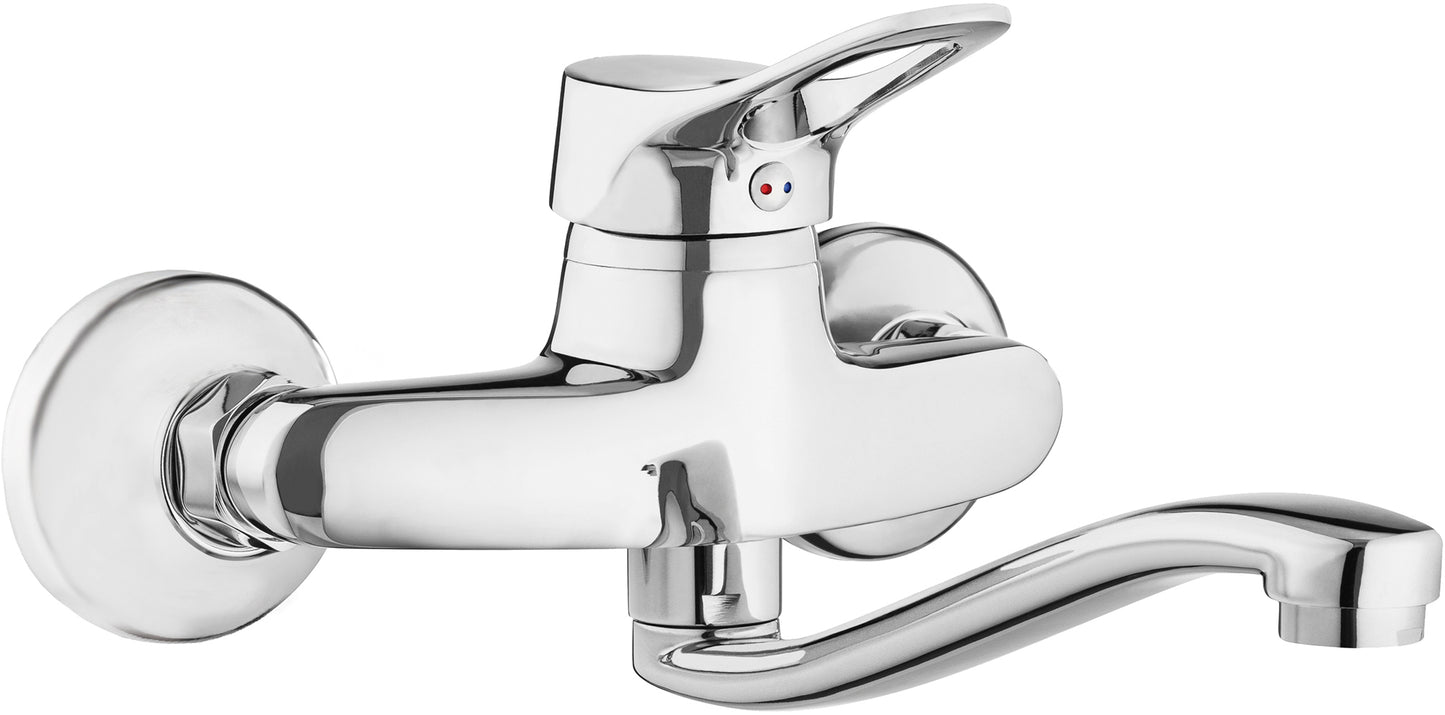 Deante VERO Wand-Spültischarmatur Einhebelmischer mit schwenkbarem Auslauf Chrom