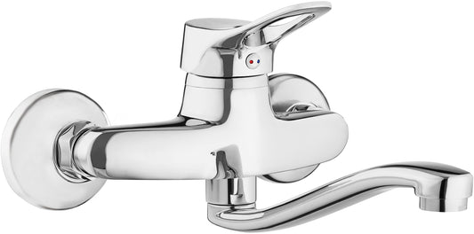 Deante VERO Wand-Spültischarmatur Einhebelmischer mit schwenkbarem Auslauf Chrom