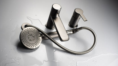 Deante ARNIKA 3-Loch Design-Wannenrandarmatur Titanium