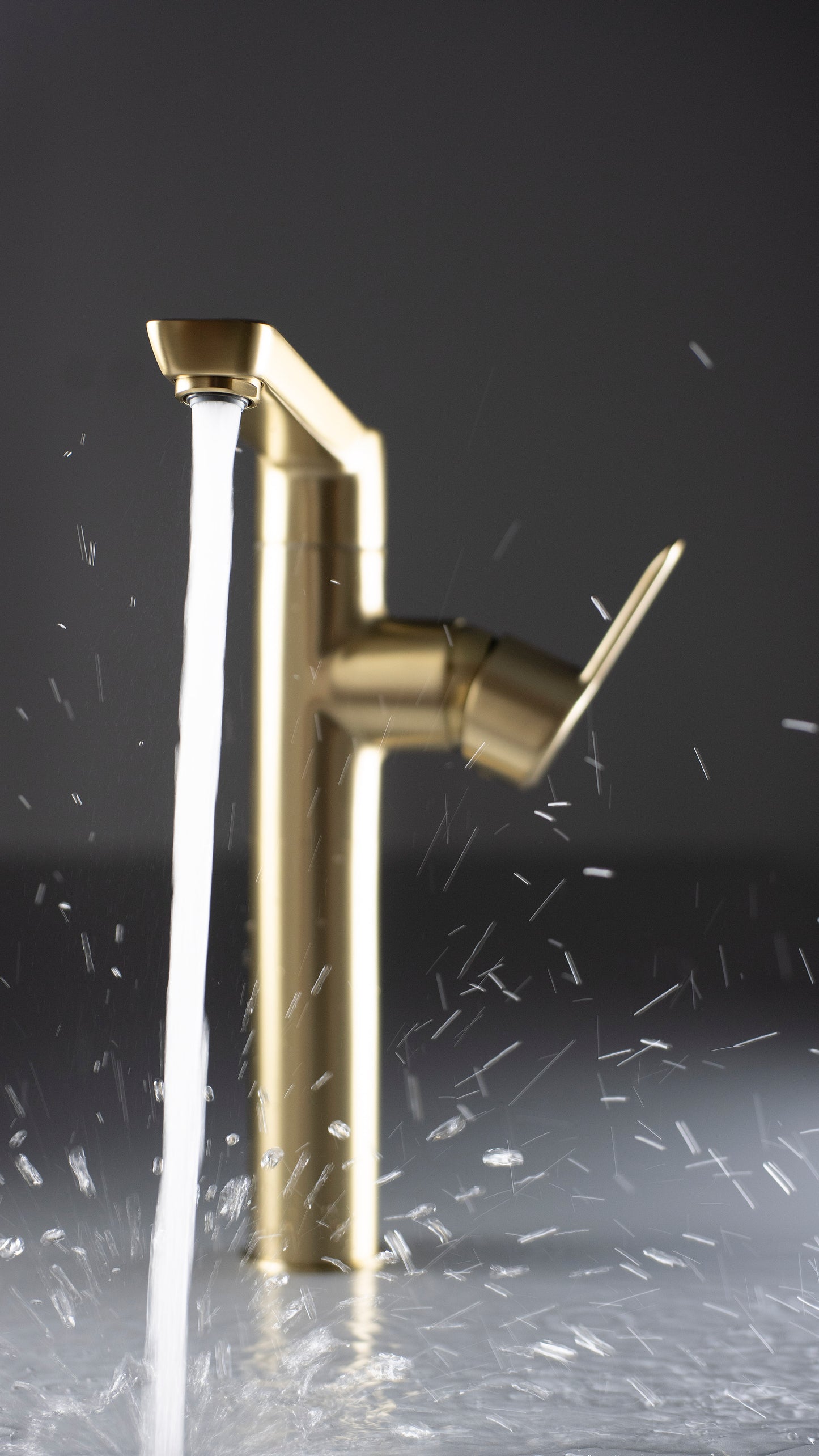 Deante ARNIKA Waschtischarmatur hoch mit seitlichem Hebel Gold gebürstet