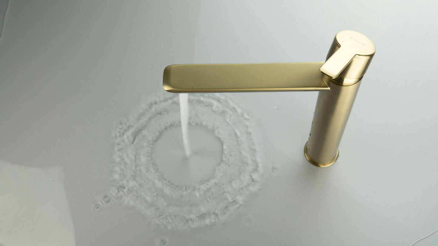 Deante ARNIKA Waschtischarmatur hoch mit Hebel oben Gold gebürstet