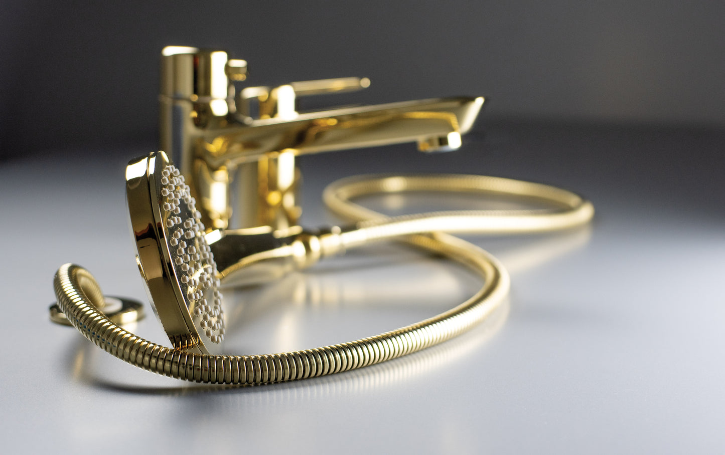 Deante ARNIKA 3-Loch Design-Wannenrandarmatur Gold