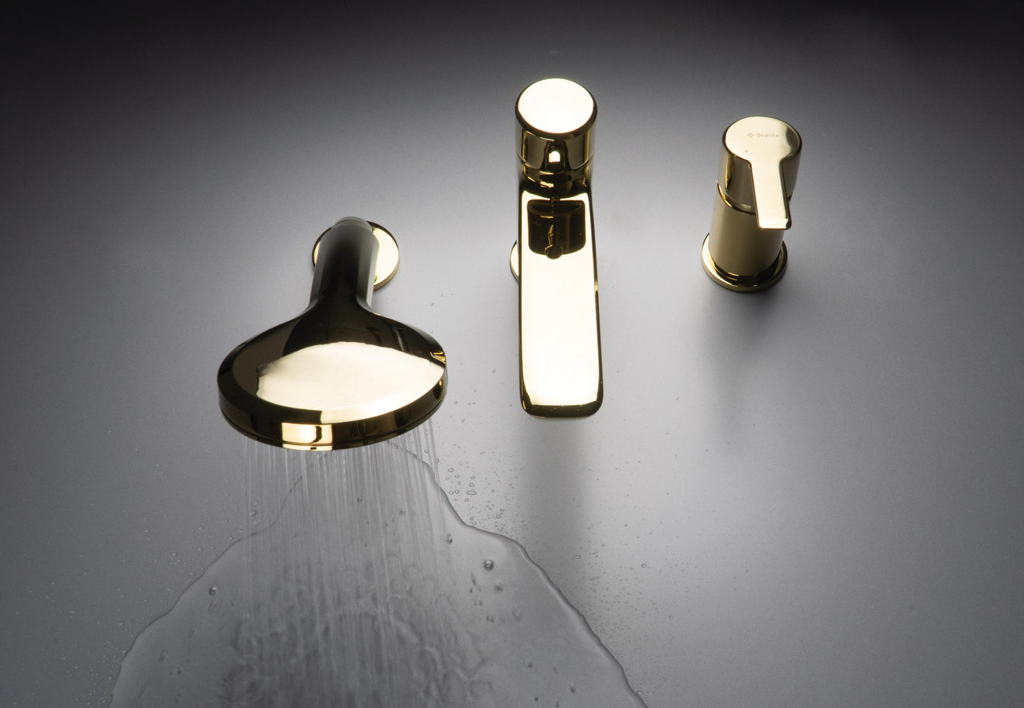 Deante ARNIKA 3-Loch Design-Wannenrandarmatur Gold