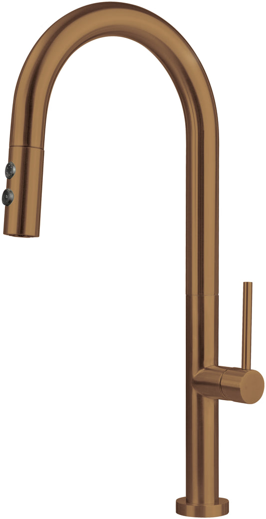 Deante OLFATO Küchenarmatur mit ausziehbarer Brause (2 Strahlarten) Bronze gebürstet