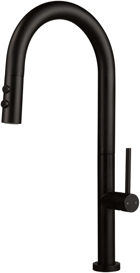 Deante OLFATO Küchenarmatur mit ausziehbarer Brause (2 Strahlarten) Schwarz