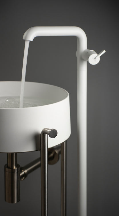 Deante SILIA Granit-Aufsatzwaschbecken rund Ø 36 cm Alabaster