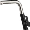 Deante SILIA Design-Küchenarmatur mit ausziehbarer Handbrause Schwarz / Stahl gebürstet