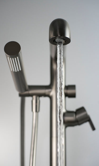 Deante SILIA Wannenarmatur freistehend mit Duschset L-Auslauf Titanium