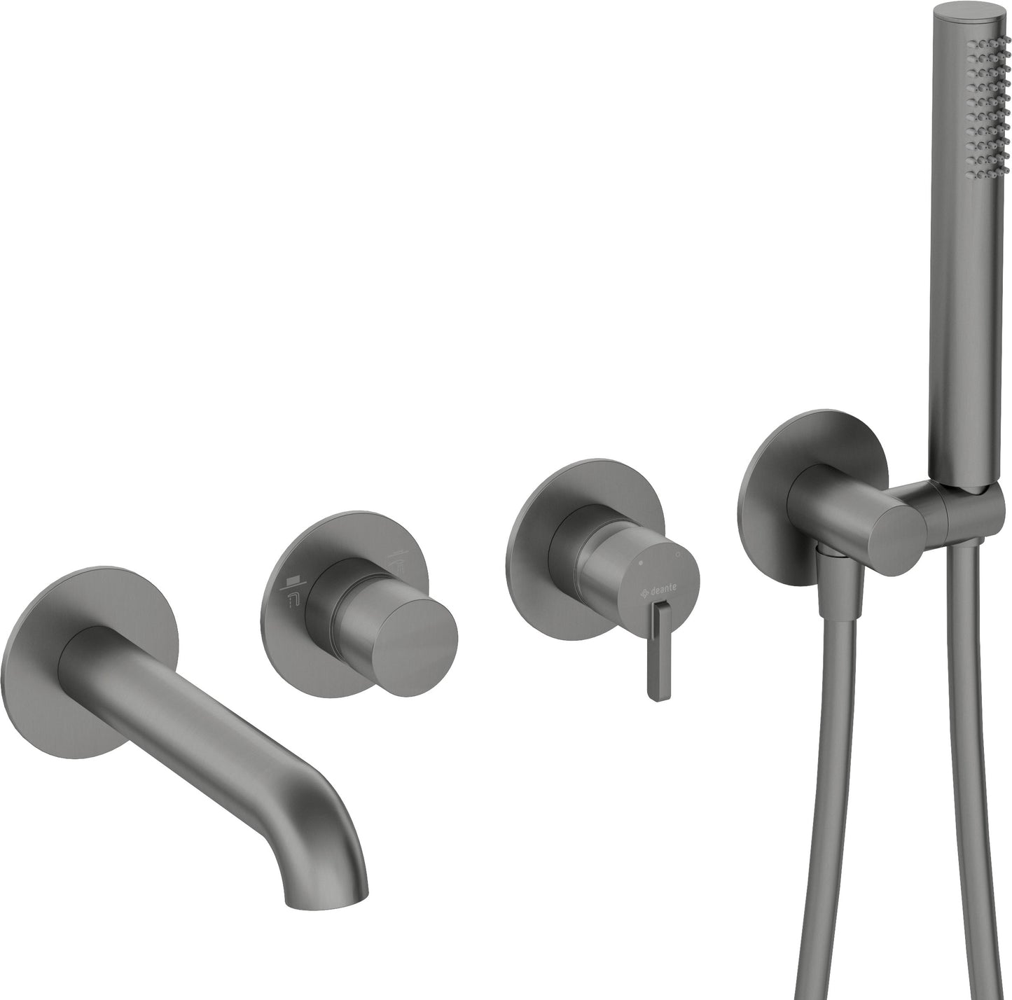 Deante SILIA 4-Loch Design-Wannenarmatur Unterputz Titanium