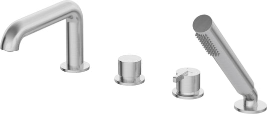 Deante SILIA 4-Loch Design-Fliesenrandarmatur für Badewanne Stahl gebürstet