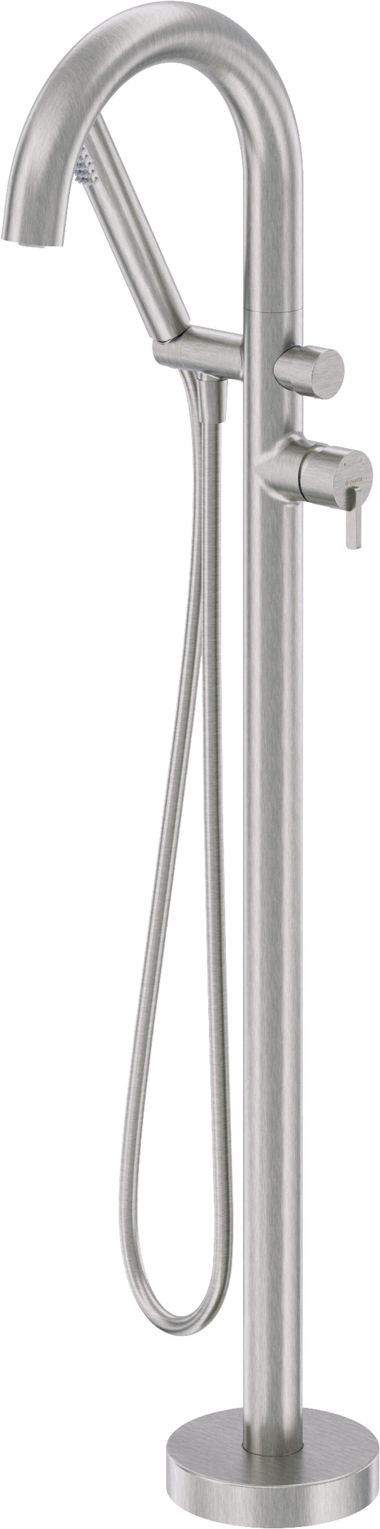 Deante SILIA Wannenarmatur freistehend mit Duschset Bogen-Auslauf Stahl gebürstet
