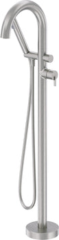 Deante SILIA Wannenarmatur freistehend mit Duschset Bogen-Auslauf Stahl gebürstet