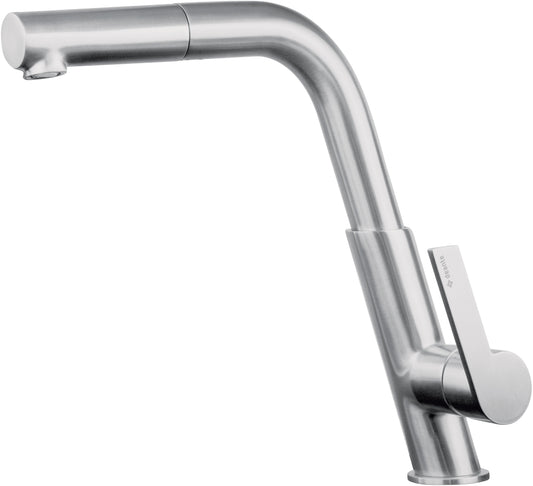Deante SILIA Design-Küchenarmatur mit ausziehbarer Handbrause Stahl gebürstet