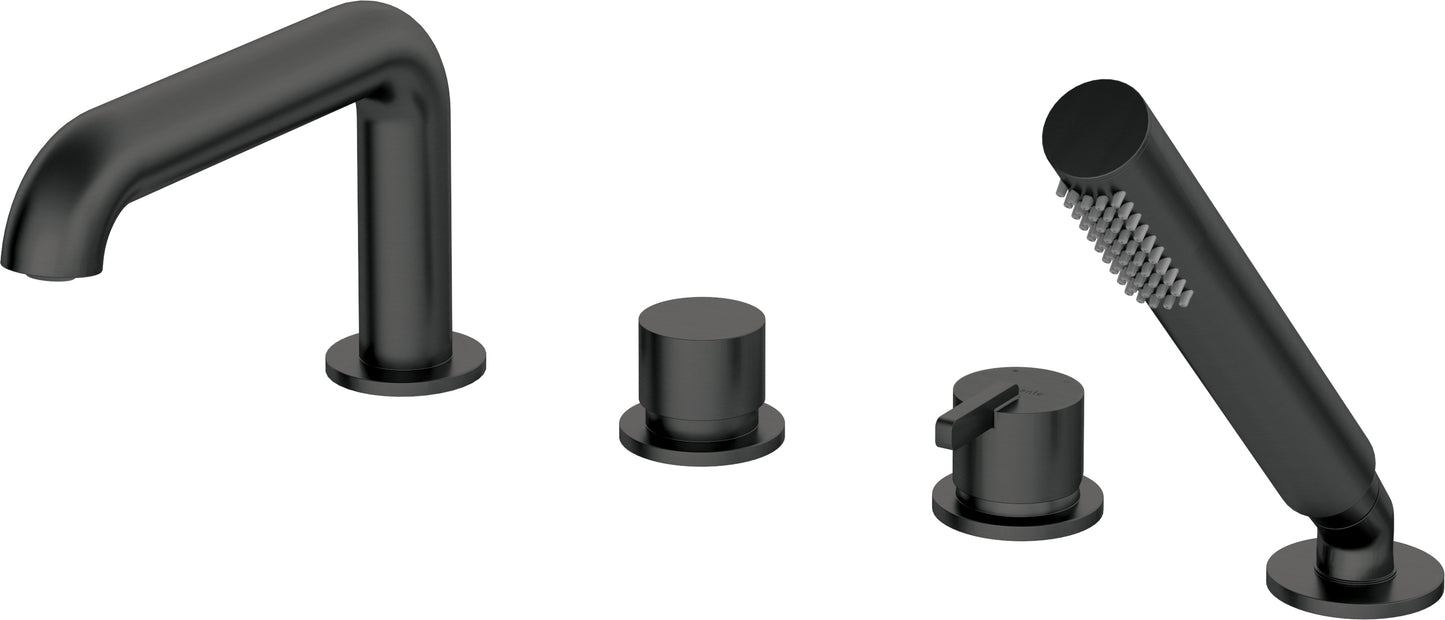 Deante SILIA 4-Loch Design-Fliesenrandarmatur für Badewanne Schwarz