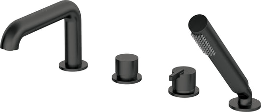 Deante SILIA 4-Loch Design-Fliesenrandarmatur für Badewanne Schwarz